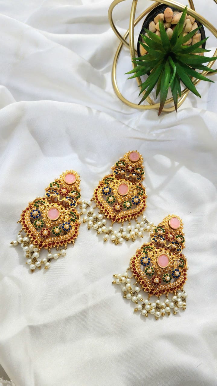Nauratan Earrings Bindi Set (Casting)