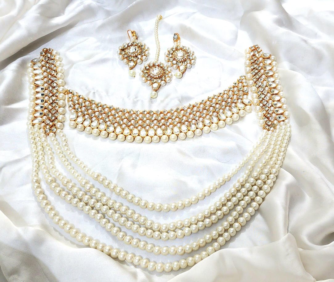 Handmade Manjoos Style kundan Mirror Work Maala Set