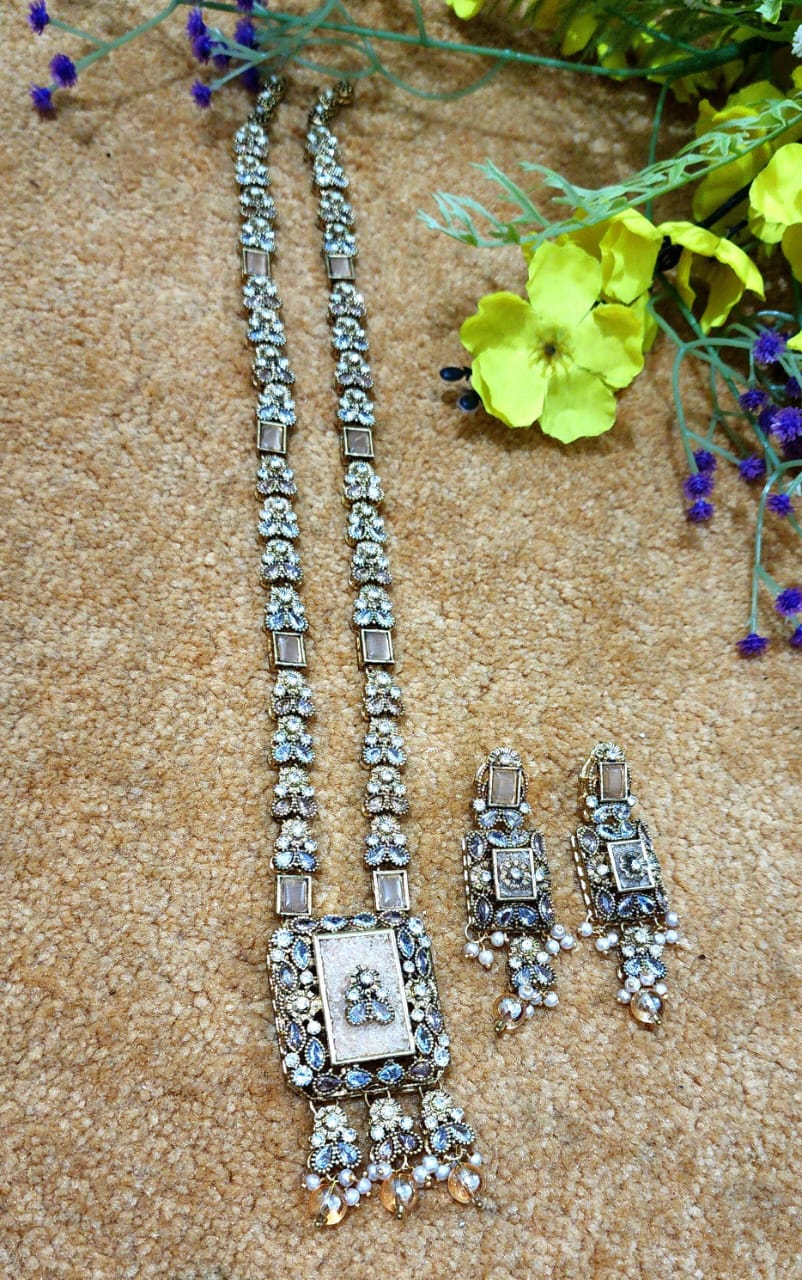 Antique Oxidised Polish Maala Set Turkish Style
