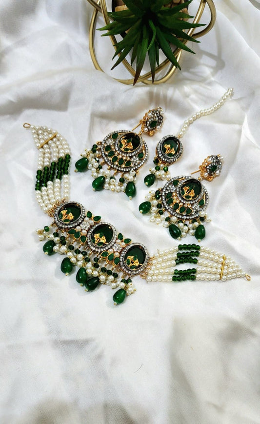 Beautiful Handmade Choker Set Zircon Stone Work