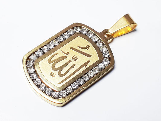 Beautiful Zircon Work Stainless Steel Allah Pandant