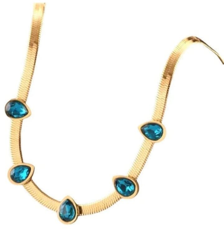 Water Droplet Stainless Steel Pandant Snake Chain