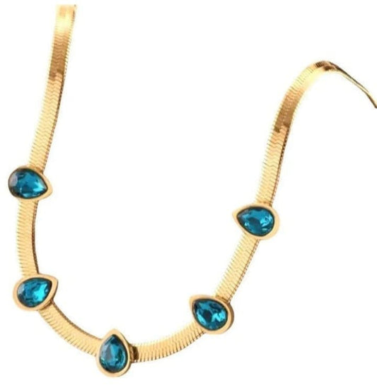 Water Droplet Stainless Steel Pandant Snake Chain