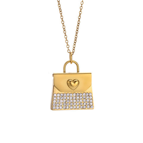 Zircon Heart Envelope Pandant (Stainless Steel)