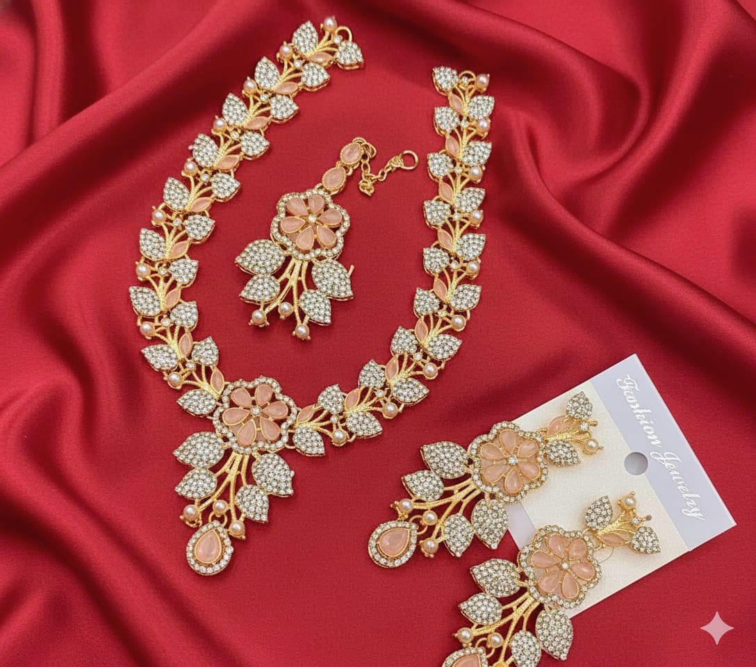 Zircon Work Fancy Party Wear Necklace Sets