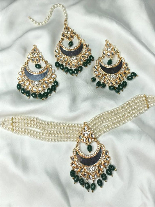 Sheesha Kundan Chand Baali Handmade Choker Set