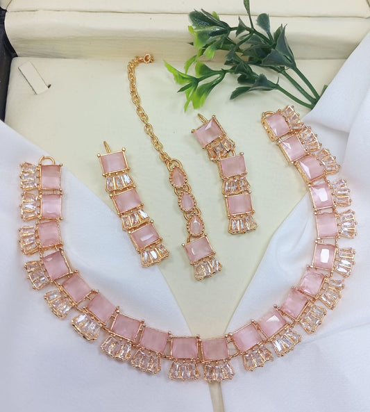 Real Stone Work Necklace Set Party Wear