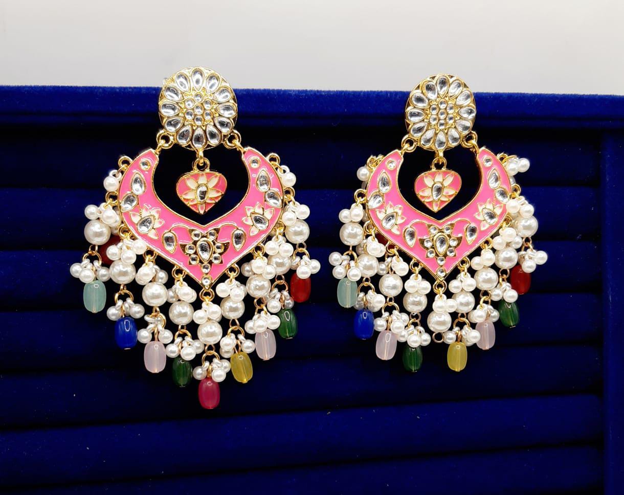 Indian kundan Chaand Baali Earings, Gucha Paroi Excellent Quality