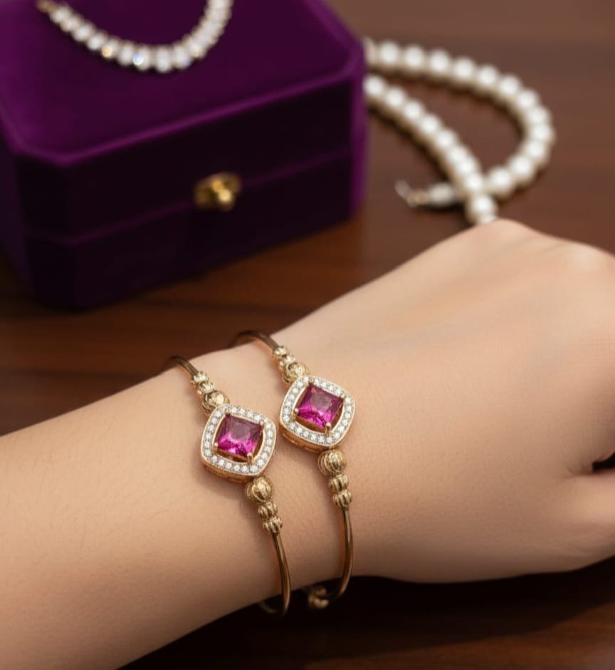 China Gold Zircon Bangles Adjustable Size