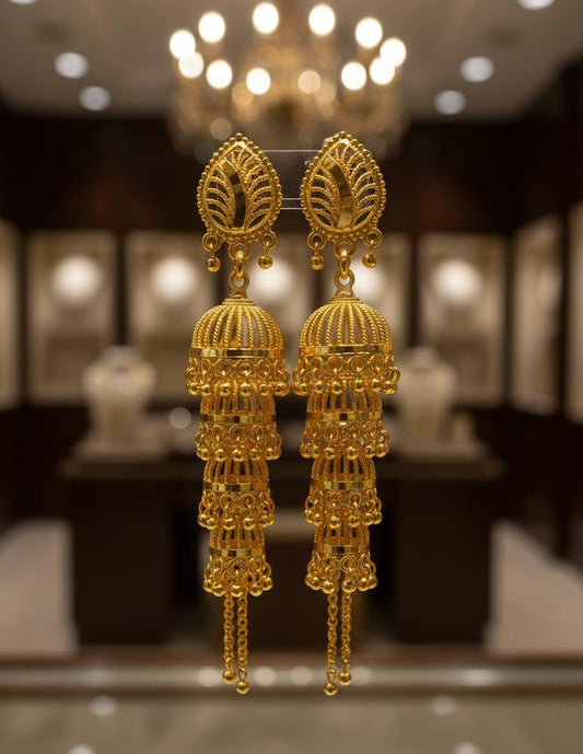 Golden Manjoos 4 Step Tussle Indian Jhumka