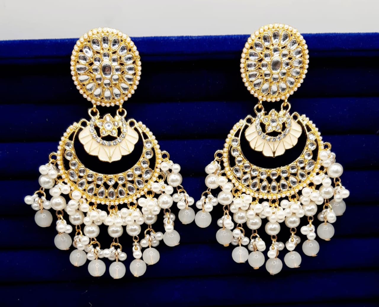 Indian kundan Chaand Baali Earings, Gucha Paroi  Excellent Quality