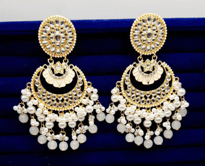 Indian kundan Chaand Baali Earings, Gucha Paroi  Excellent Quality