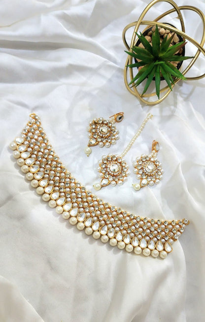 Handmade Manjoos Style kundan Mirror Work Maala Set
