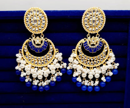 Indian kundan Chaand Baali Earings, Gucha Paroi  Excellent Quality