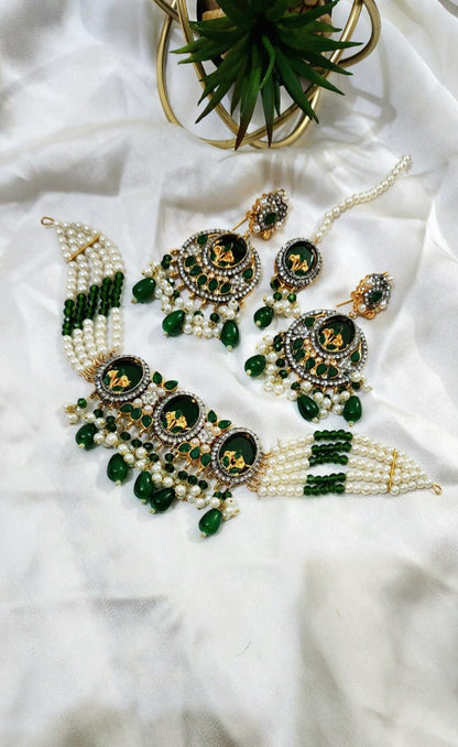 Beautiful Handmade Choker Set Zircon Stone Work