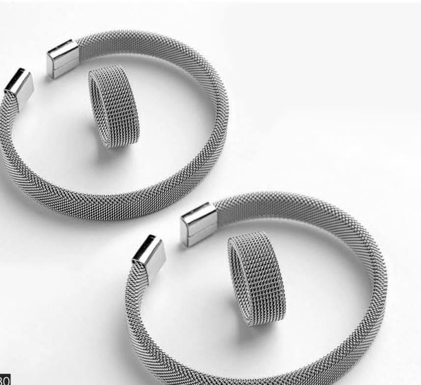 Stainless Steel Handcuff + Ring Silver Golden