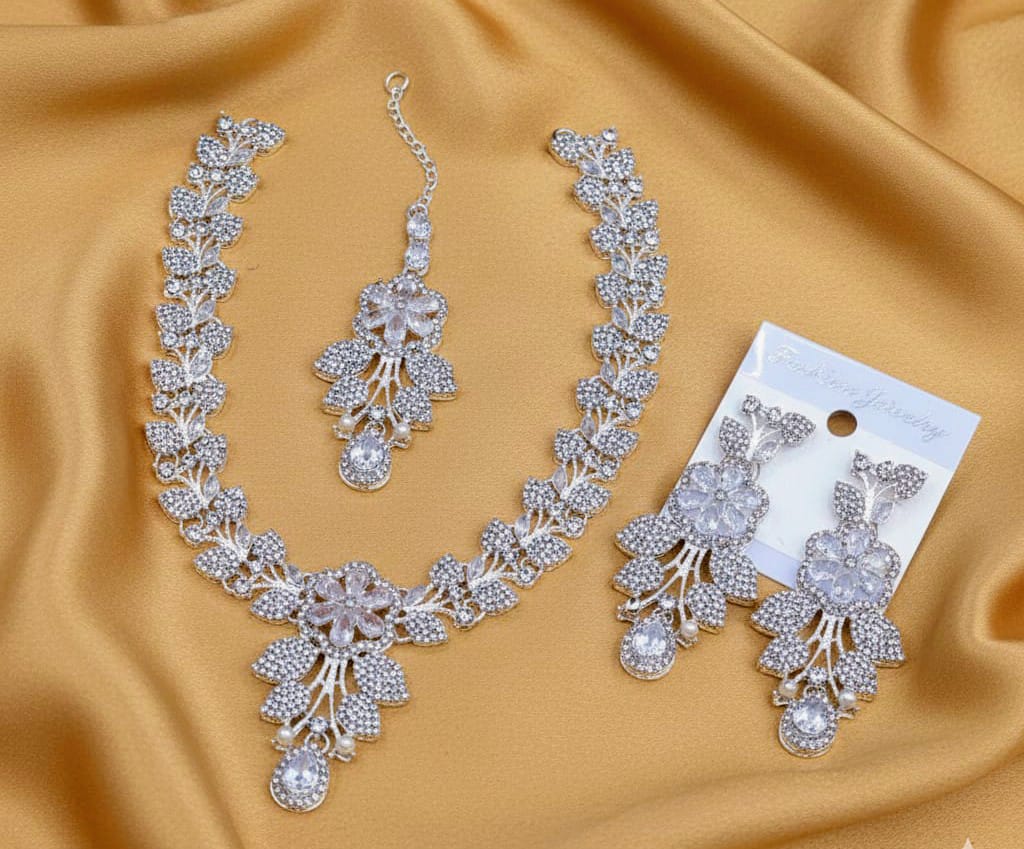 Zircon Work Fancy Party Wear Necklace Sets