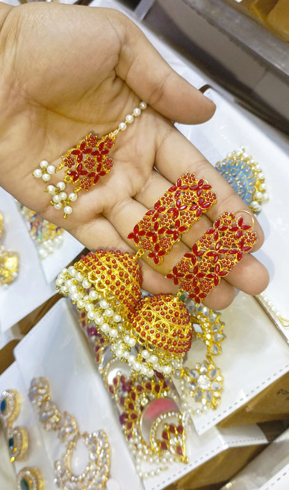 Nauratan Multi Jhumka With Bindi, Gucha Paroi