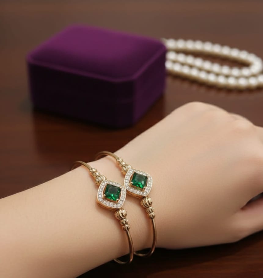 China Gold Zircon Bangles Adjustable Size