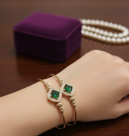 China Gold Zircon Bangles Adjustable Size