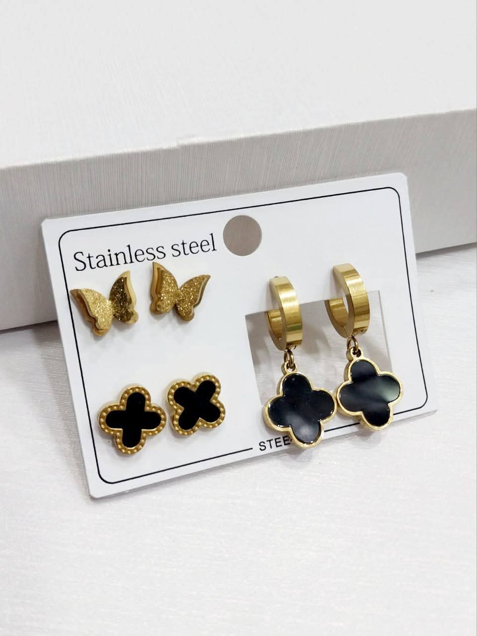 Stainless Steel Pack of 3 Ear Rings/Studs/Baali