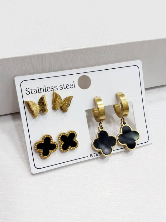 Stainless Steel Pack of 3 Ear Rings/Studs/Baali