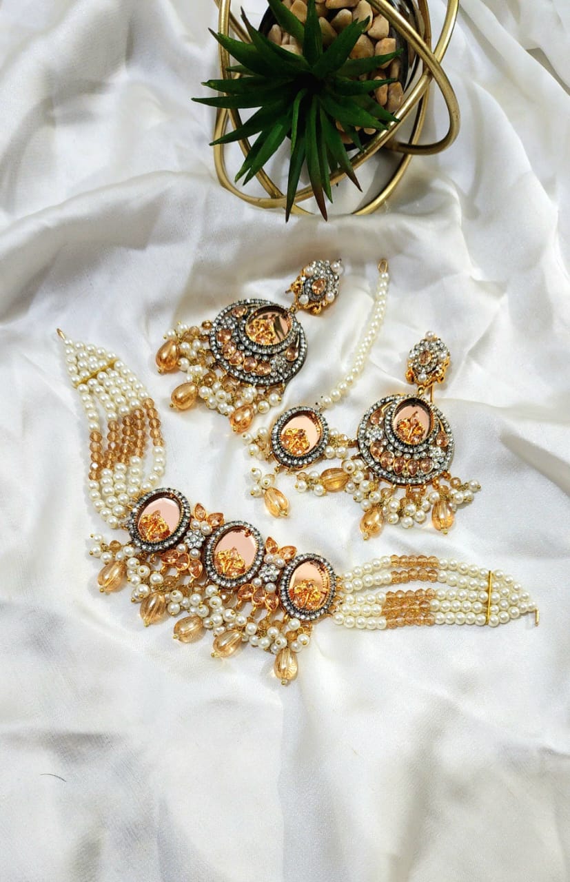 Beautiful Handmade Choker Set Zircon Stone Work