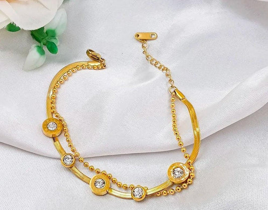 Stainless Steel Roman Double Chain Bracelet