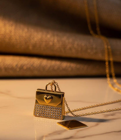 Zircon Heart Envelope Pandant (Stainless Steel)