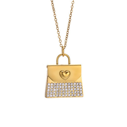 Zircon Heart Envelope Pandant (Stainless Steel)