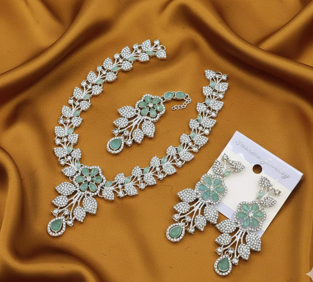 Zircon Work Fancy Party Wear Necklace Sets