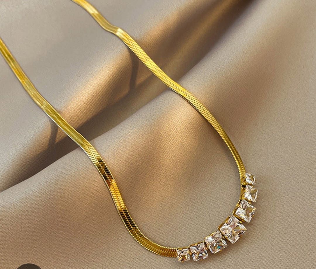Crystal Gold Darling Necklace (Stainless Steel)