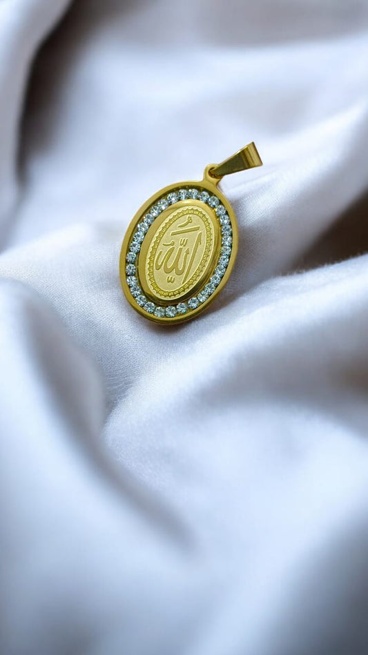 Beautiful Zircon Work Stainless Steel Allah Pandant