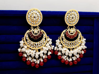 Indian kundan Chaand Baali Earings, Gucha Paroi  Excellent Quality