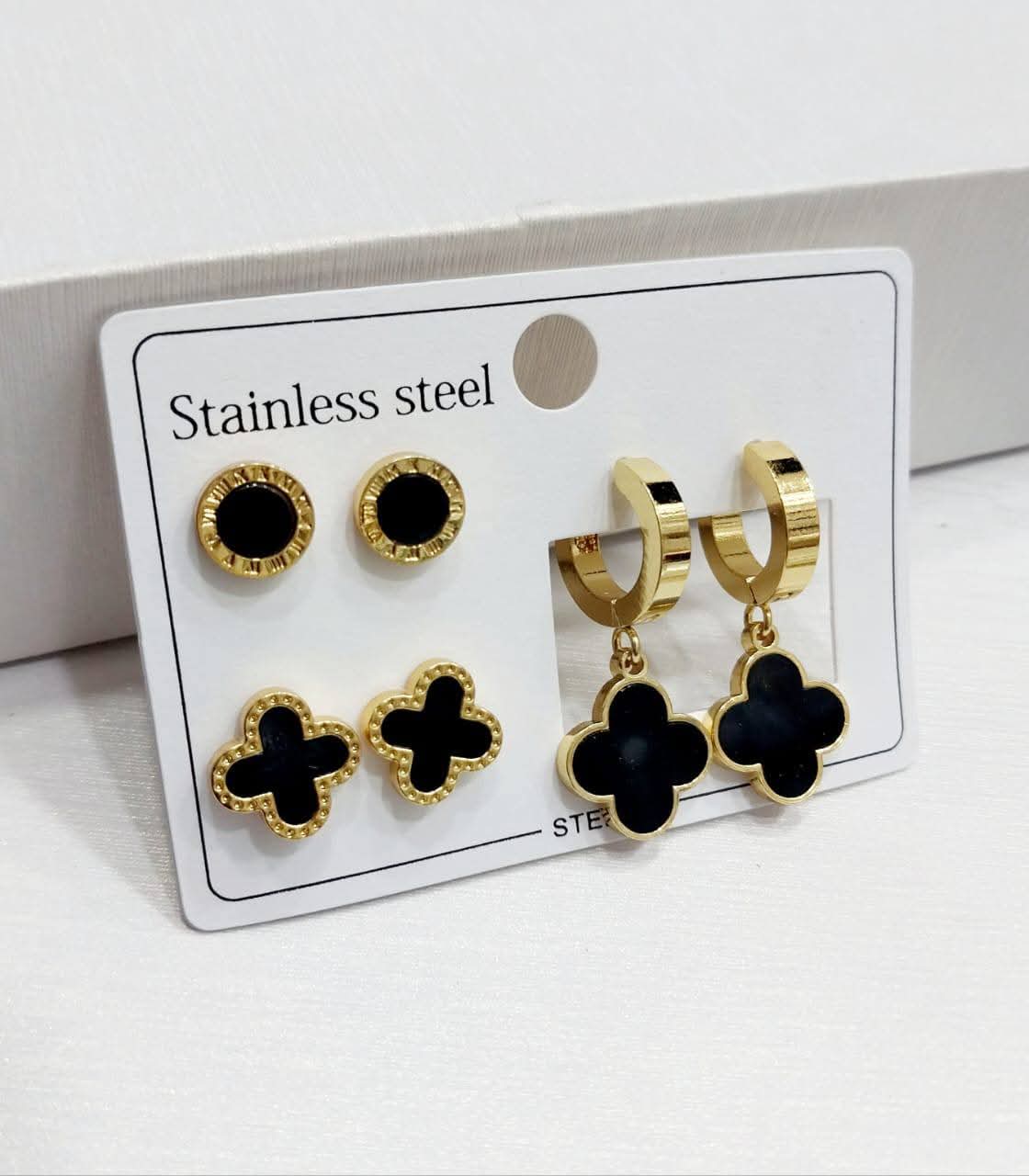 Stainless Steel Pack of 3 Ear Rings/Studs/Baali