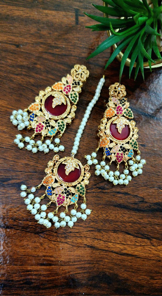 Handmade Casting Earrings Bindi Set Unique Design