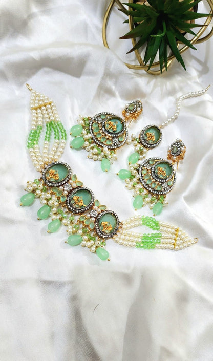 Beautiful Handmade Choker Set Zircon Stone Work