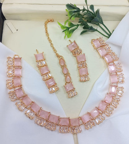 Real Stone Work Necklace Set Party Wear