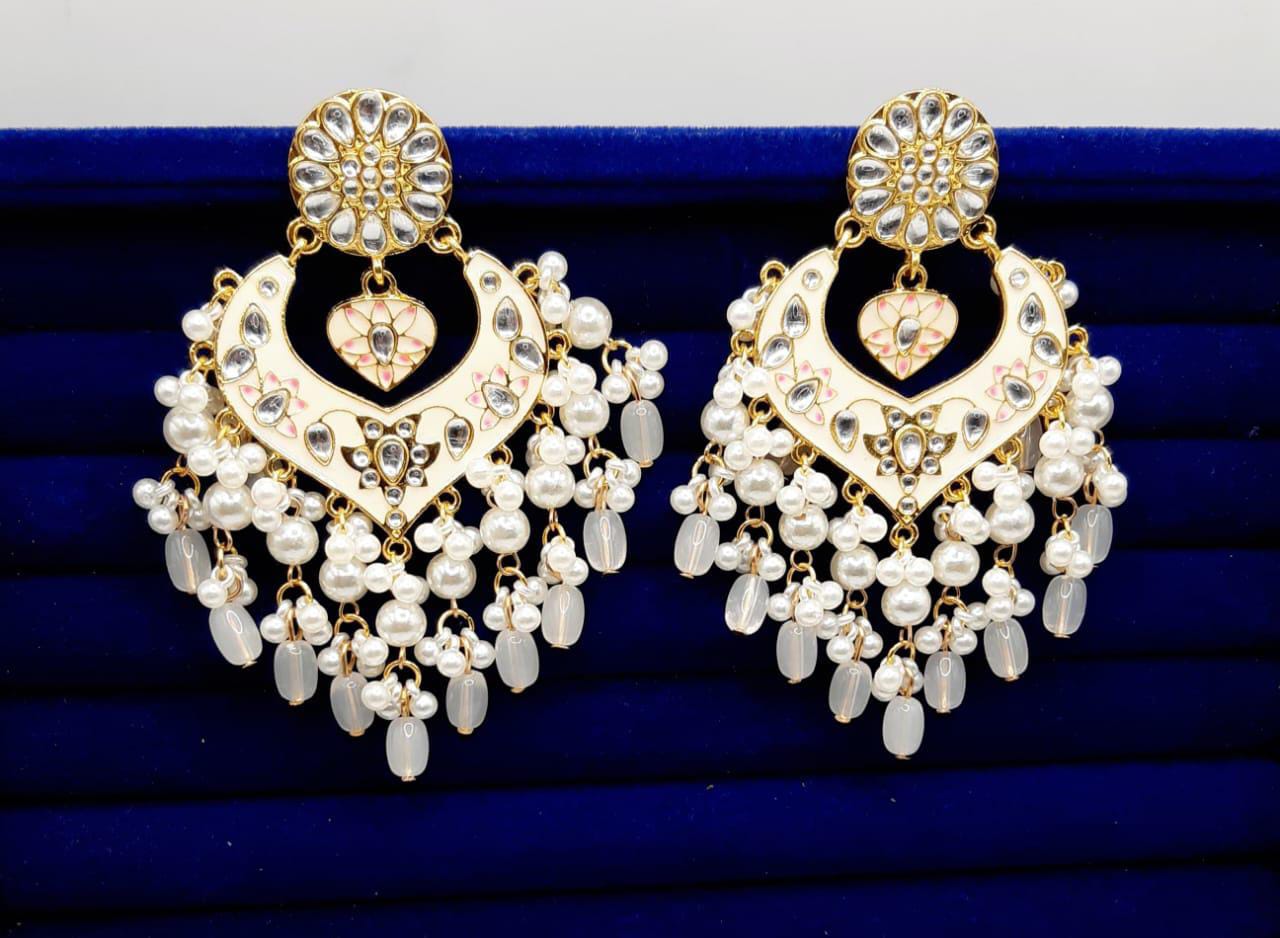 Indian kundan Chaand Baali Earings, Gucha Paroi  Excellent Quality