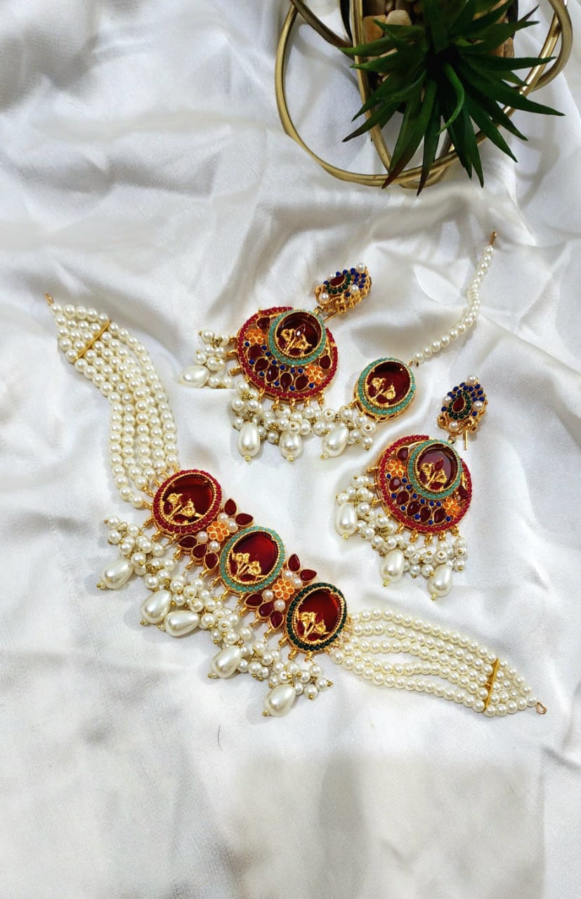 Beautiful Handmade Choker Set Zircon Stone Work