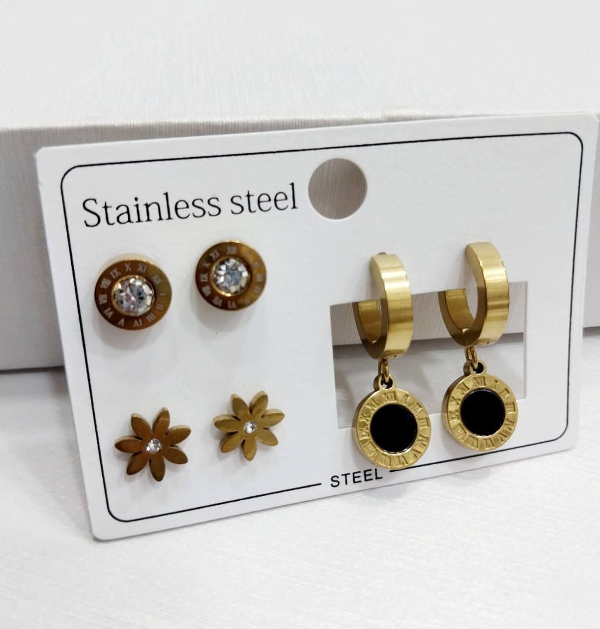 Stainless Steel Pack of 3 Ear Rings/Studs/Baali