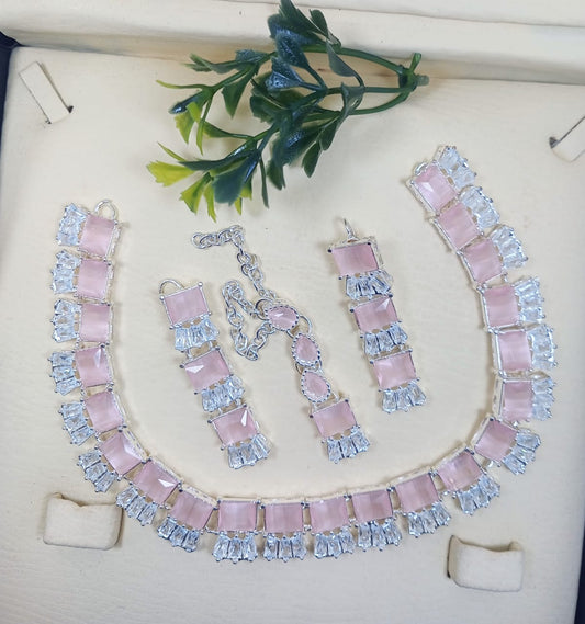 Real Stone Work Necklace Set Party Wear