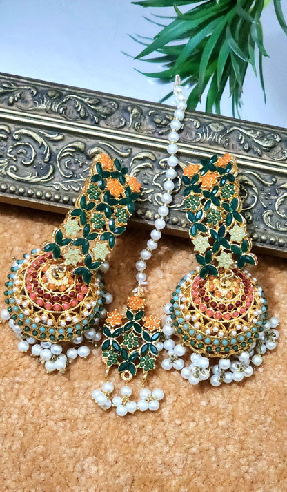 Nauratan Beautiful Handmade Real Stone Work Jhumka Bindi