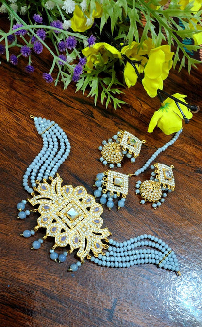 Choker Set With Colourful Paroi, Jhumka Bindi