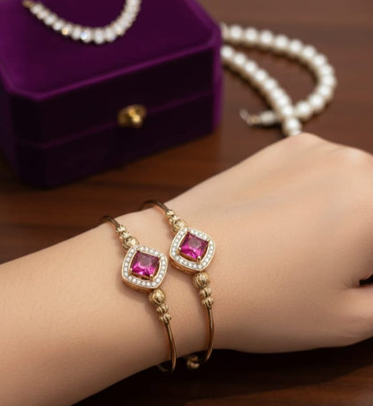 China Gold Zircon Bangles Adjustable Size