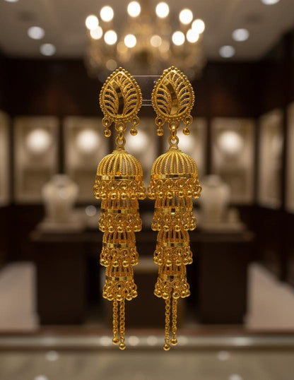 Golden Manjoos 4 Step Tussle Indian Jhumka