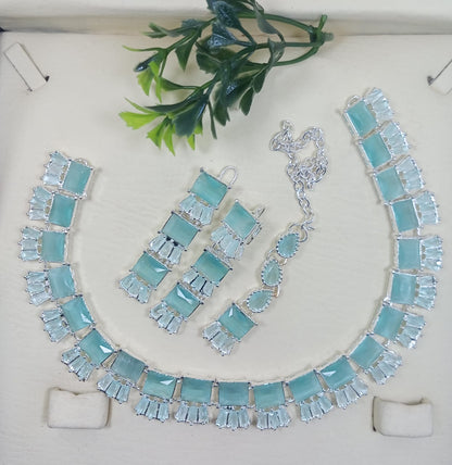 Real Stone Work Necklace Set Party Wear