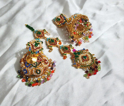 Multi Nauratan Jhumka Bindi Set