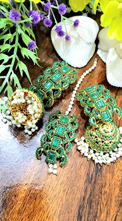 Nauratan Beautiful Handmade Real Stone Work Jhumka Bindi Big Size