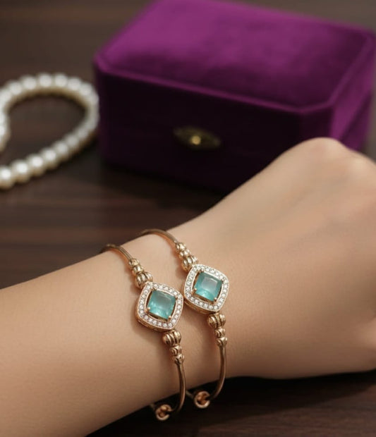 China Gold Zircon Bangles Adjustable Size